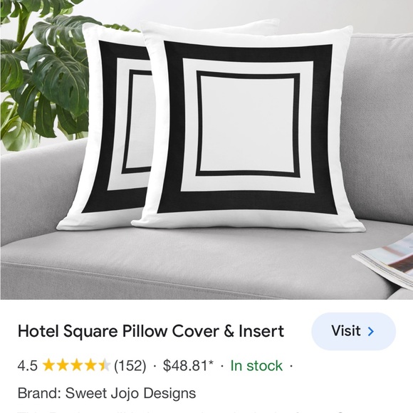 Sweet Jojo Designs 18” square pillow covers black white hotel collection set - Picture 3 of 12